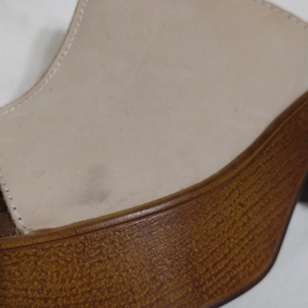 House of Harlow 1960 Leather Platform Block Heel Sandals Lightweight Summer 7.5